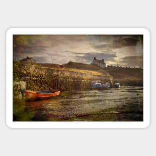 Artistic Seaton Sluice harbour in Northumberland Sticker